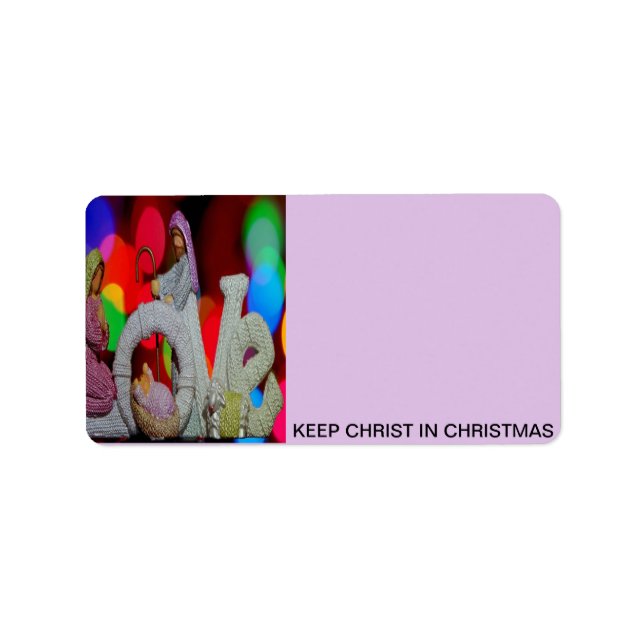 Christus zu Weihnachten behaltend Adressaufkleber (Vorne)