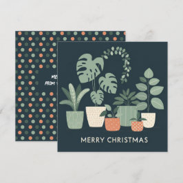 Chritmas Orange Green Potted Pflanze Feiertagskarte