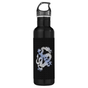 Chrom-Art-Drache auf schwarzem Edelstahlflasche