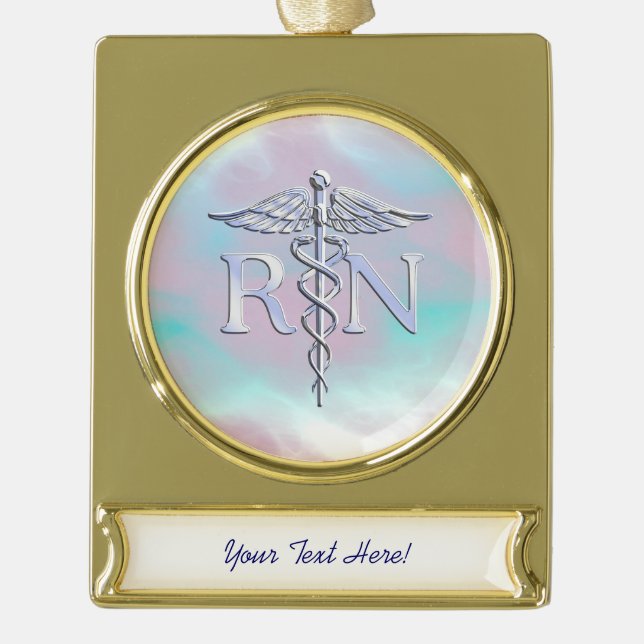 Chrom-Art RNcaduceus-medizinischer Banner-Ornament Gold (Vorderseite)