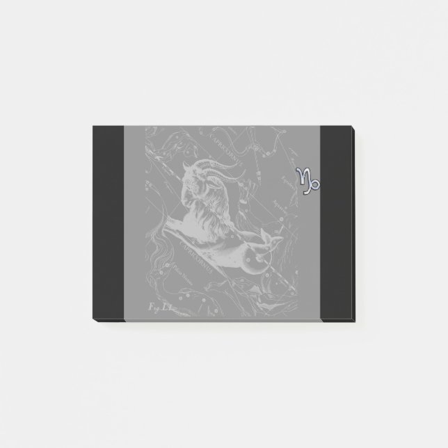 Chrom-Art-Steinbock-Tierkreis-Zeichen auf Hevelius Post-it Klebezettel (Vorderseite)