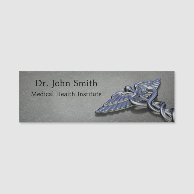 Chrom Berufliche Medical Caduceus Namensschild (Vorderseite)