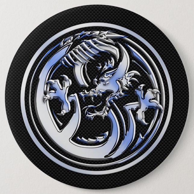 Chrom-Drache-Wappen-dunkler Button (Vorderseite)