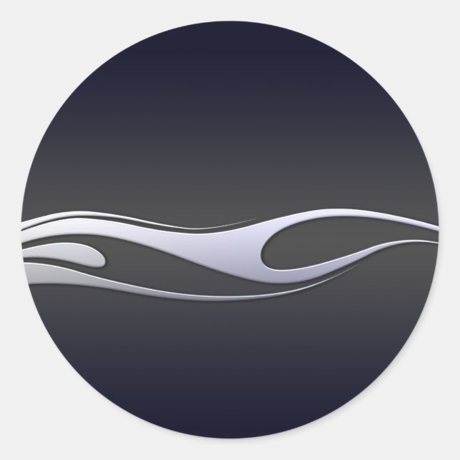 Chrom-Flammen Runder Aufkleber (Vorderseite)