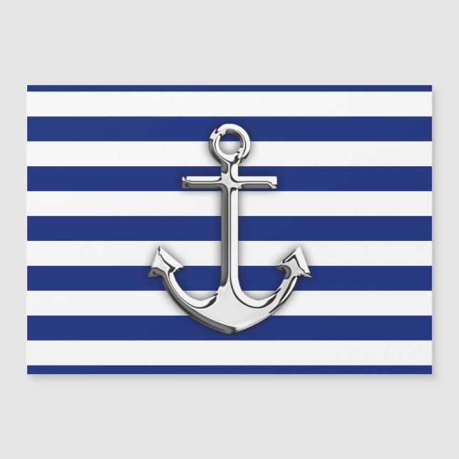Chrom mag Anker-Seemarine-blaue Streifen Magnetkarte (Vorderseite)