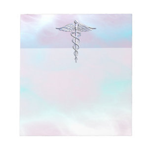 Chrom mag Caduceus-medizinische Notizblock