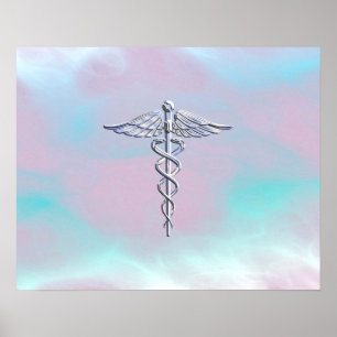 Chrom mag Caduceus-medizinische Poster