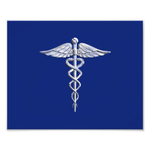 Chrom mag Caduceus-medizinischen Fotodruck