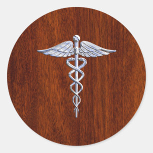 Chrom mag Caduceus-medizinischen Runder Aufkleber