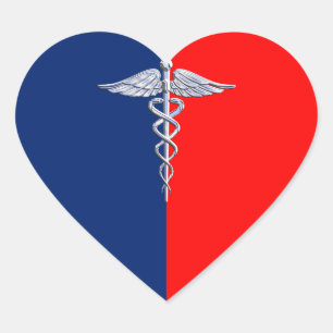 Chrom mag Caduceus-medizinischen Symbol-Liga-Dekor Herz-Aufkleber
