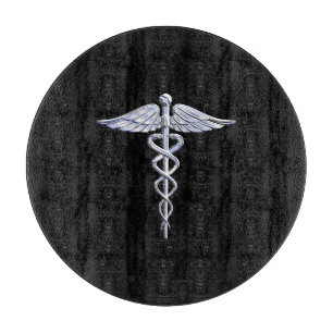 Chrom mag Caduceus-medizinisches Symbol Schneidebrett