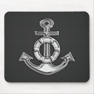 Chrom mag Lebensretter-Anker auf Kohlenstoff-Faser Mousepad