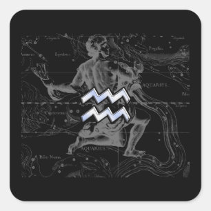 Chrom mag Wassermann-Tierkreis-Zeichen auf Quadratischer Aufkleber