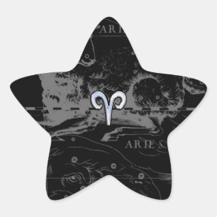 Chrom mag Widder-Tierkreis-Zeichen auf Hevelius Stern-Aufkleber