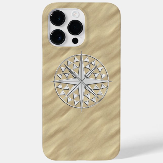 Chrom Nautical Compass on Sandy Beach Print title_seo2 (Rückseite)