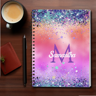 Chrom-orange-rosa-irisierende Imitate Glitzer Mono Notizbuch