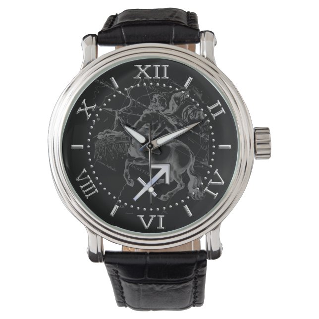 Chrom Sagittarius Zodiac Sign Hevelius 1690 Dial Armbanduhr (Vorderseite)