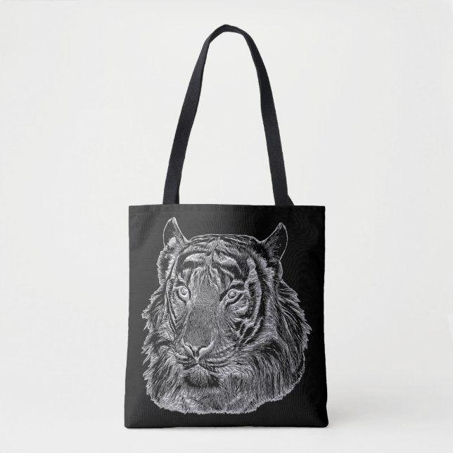Chrom-silberner Tiger sind der Tierart Dschungel a Tasche (Vorderseite)