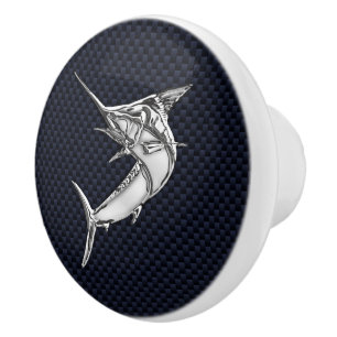 Chrom-Speerfisch-Fische auf Keramikknauf