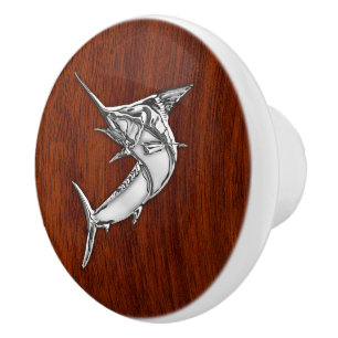 Chrom-Speerfisch-Fische auf Mahagonikorn-Druck Keramikknauf