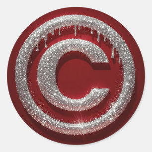 Chrom-Tropf Glitter-Buchstabe C Monogramm Runder Aufkleber