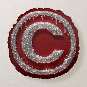 Chrom-Tropf Glitter Buchstabe C Monogramm Rundes Kissen