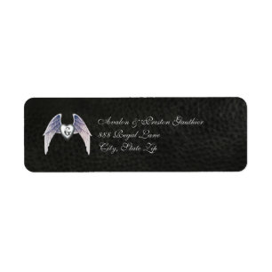 Chrom-u. Imitat-Leder Winged Herz-Adressen-Etikett