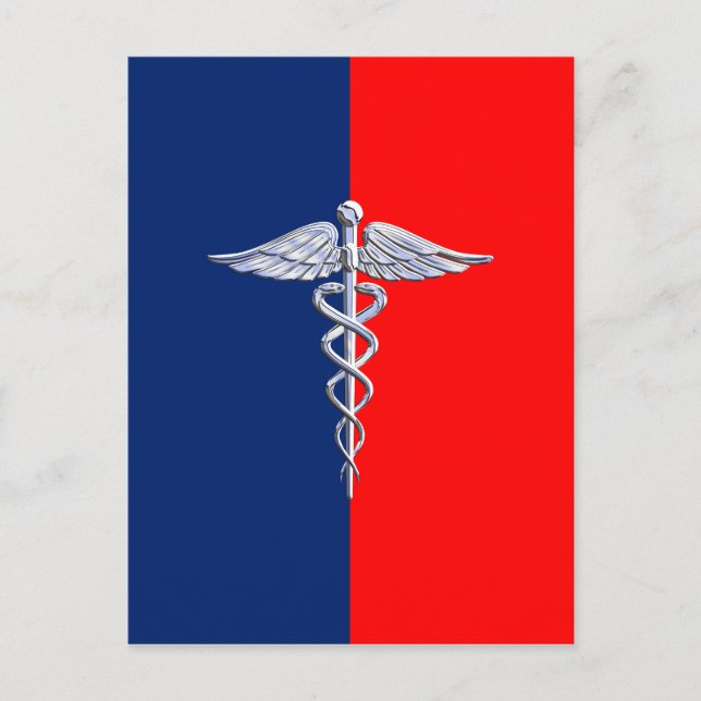 Chrom wie Caduceus Medical Symbol League Decor Postkarte (Vorderseite)