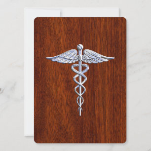 Chrom wie Caduceus Medical Symbol Mahogany Style