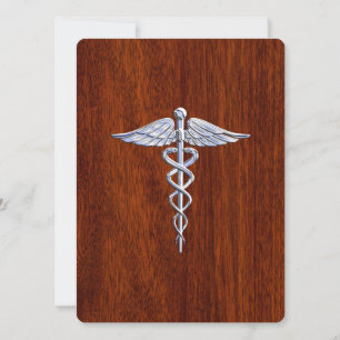 Chrom wie Caduceus Medical Symbol Mahogany Style