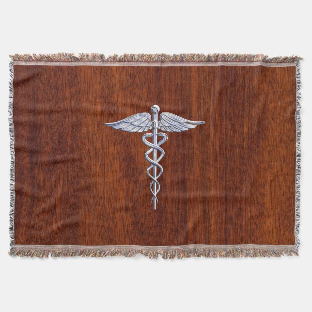 Chrom wie Caduceus Medical Symbol Mahogany Style Decke (Vorderseite)