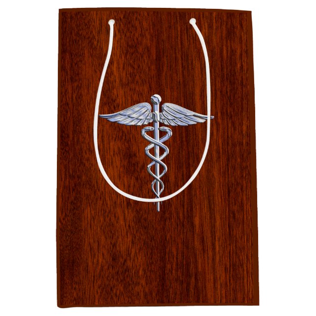 Chrom wie Caduceus-medizinisches Mittlere Geschenktüte (Vorderseite)
