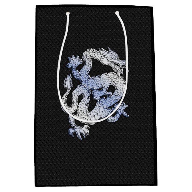 Chrom wie Drache auf schwarzem Mittlere Geschenktüte (Vorderseite)