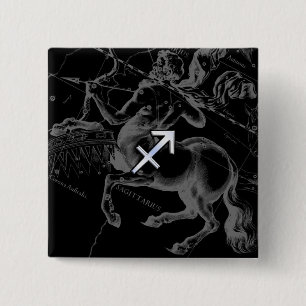 Chrom wie Sagittarius Zodiac Signage Hevelius Deco Button