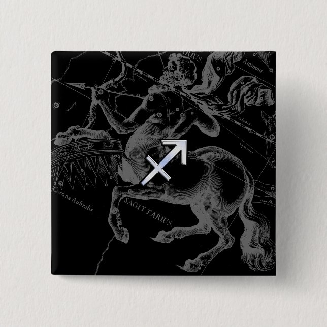 Chrom wie Sagittarius Zodiac Signage Hevelius Deco Button (Vorderseite)