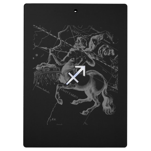Chrom wie Sagittarius Zodiac Signage Hevelius Deco Klemmbrett (Rückseite)
