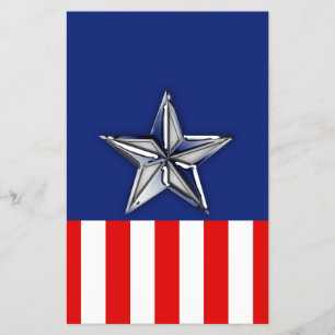Chrom wie Silber Star Festlich Patriotische Farben Flyer