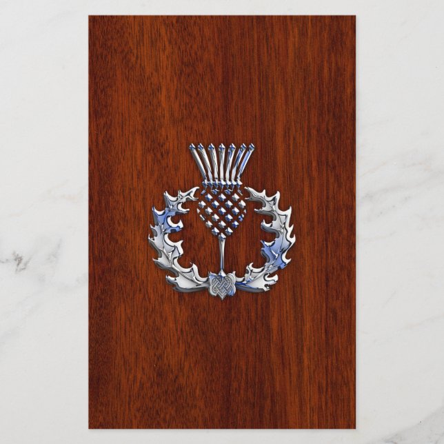 Chrom wie Thistle auf Mahogany Holzstil Briefpapier (Vorderseite)