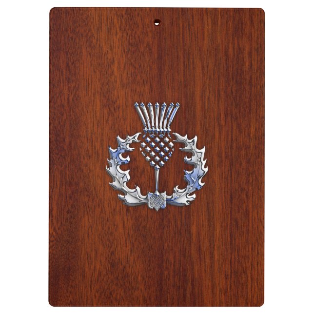 Chrom wie Thistle auf Mahogany Holzstil Klemmbrett (Rückseite)