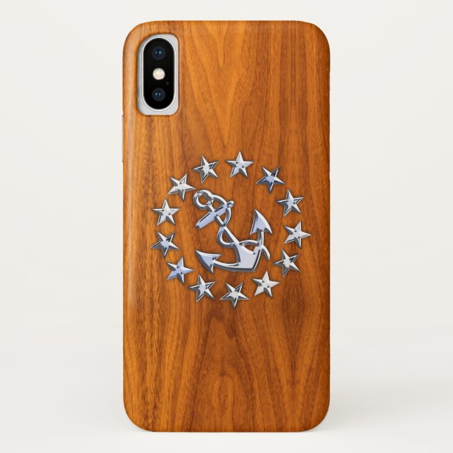 Chrom Yacht Flag Nautical Teak Holzdekor Case-Mate iPhone Hülle (Rückseite)