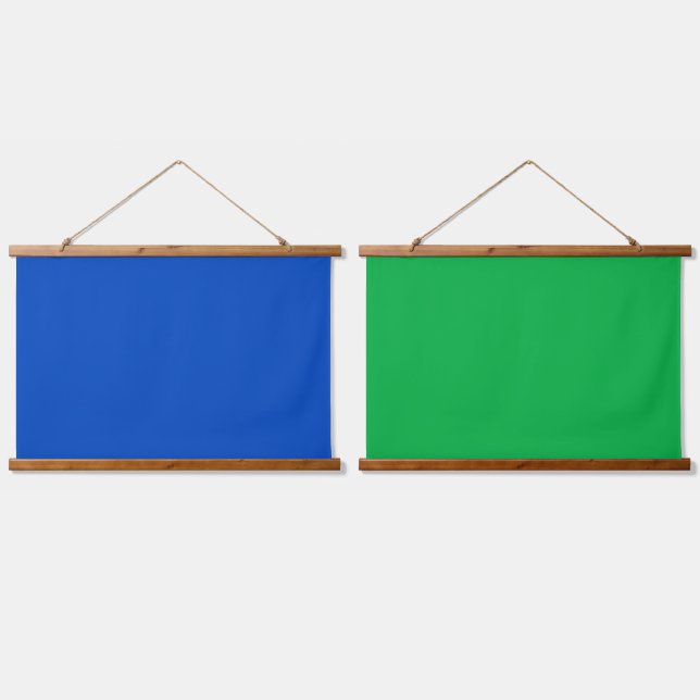 Chroma-Schlüsselfarbe Blau und Grün Wandteppich Mit Holzrahmen (Doppelt)