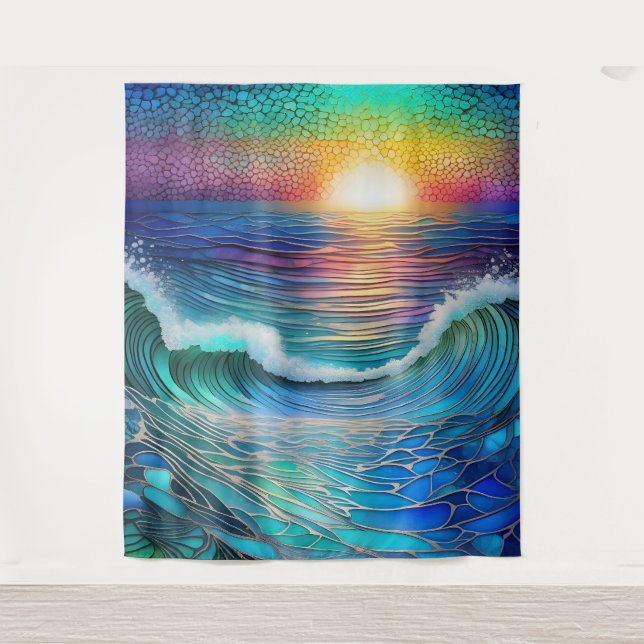 Chroma Sea Seascape Wandteppich (Vorderseite)