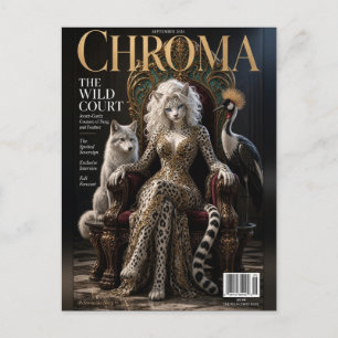 Chroma Wild Court Leopard Queen auf goldenem Thron Postkarte