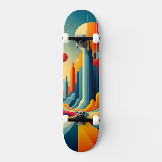 Chromatic Cityscape Skateboard (Vorderseite)
