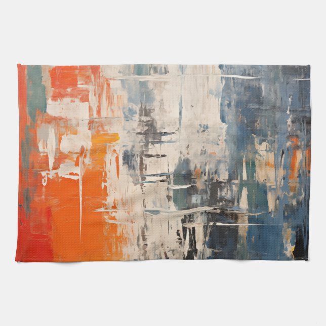 Chromatic Crossroads Abstract Digital Painting Geschirrtuch (Horizontal)