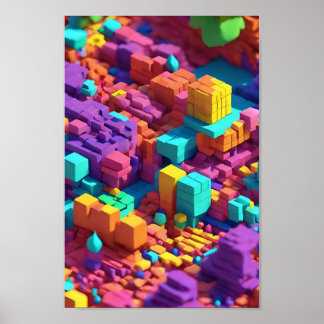 Chromatic Cube Mosaik Wall Art Poster