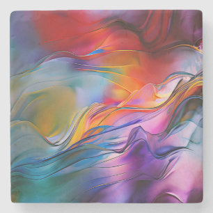 "Chromatic Currents" Zeitgenössische Abstrakte Steinuntersetzer