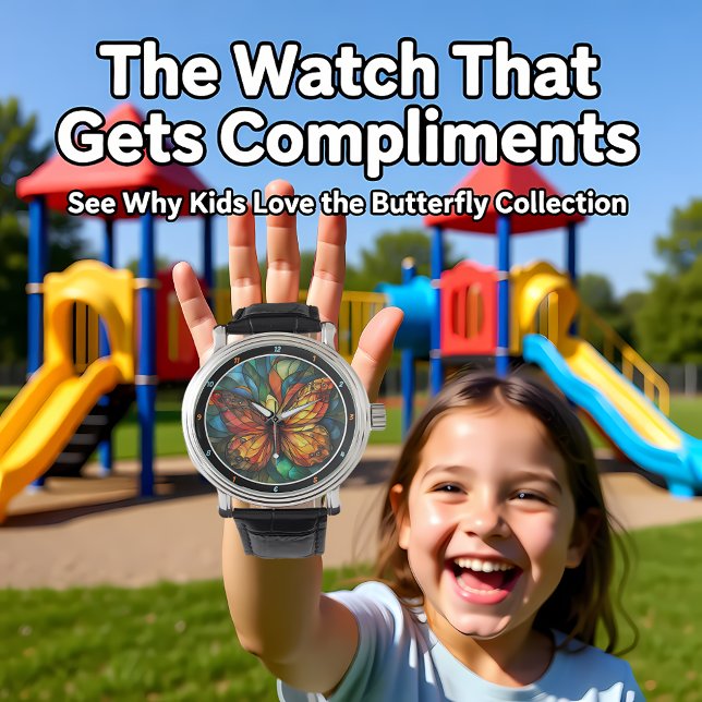 Chromatic Flight" - Stained Glass Butterfly Armbanduhr (Von Creator hochgeladen)