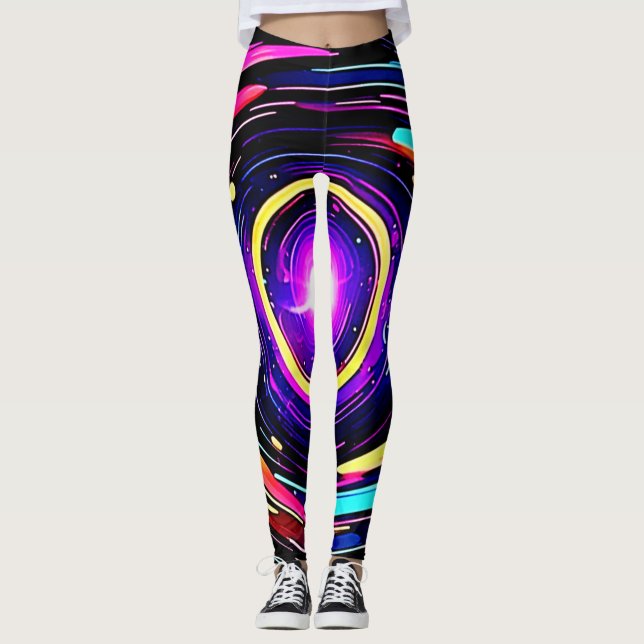 Chromatic Vortex Art Leggings (Vorderseite)