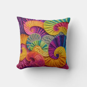 Chromatische Muscheln: Lebendiges Spiralmosaik Kissen